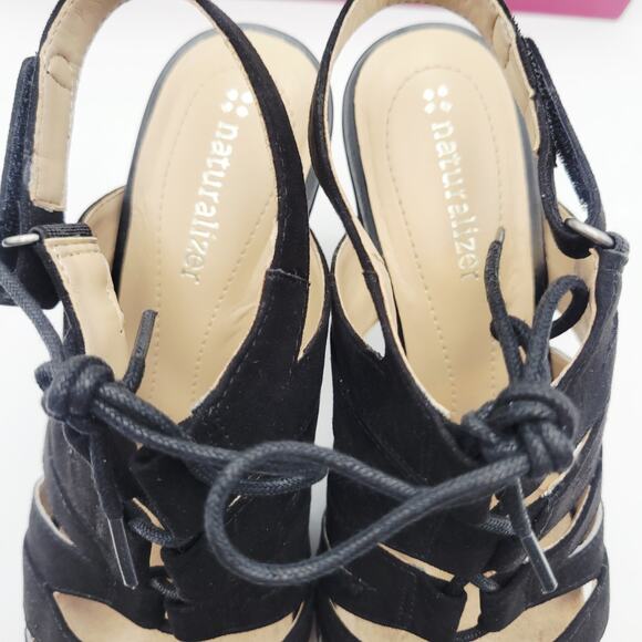 Naturalizer Womens Desi Dress Pumps Sandals 6 Black Suede Slingback Party Work - Picture 7 of 11